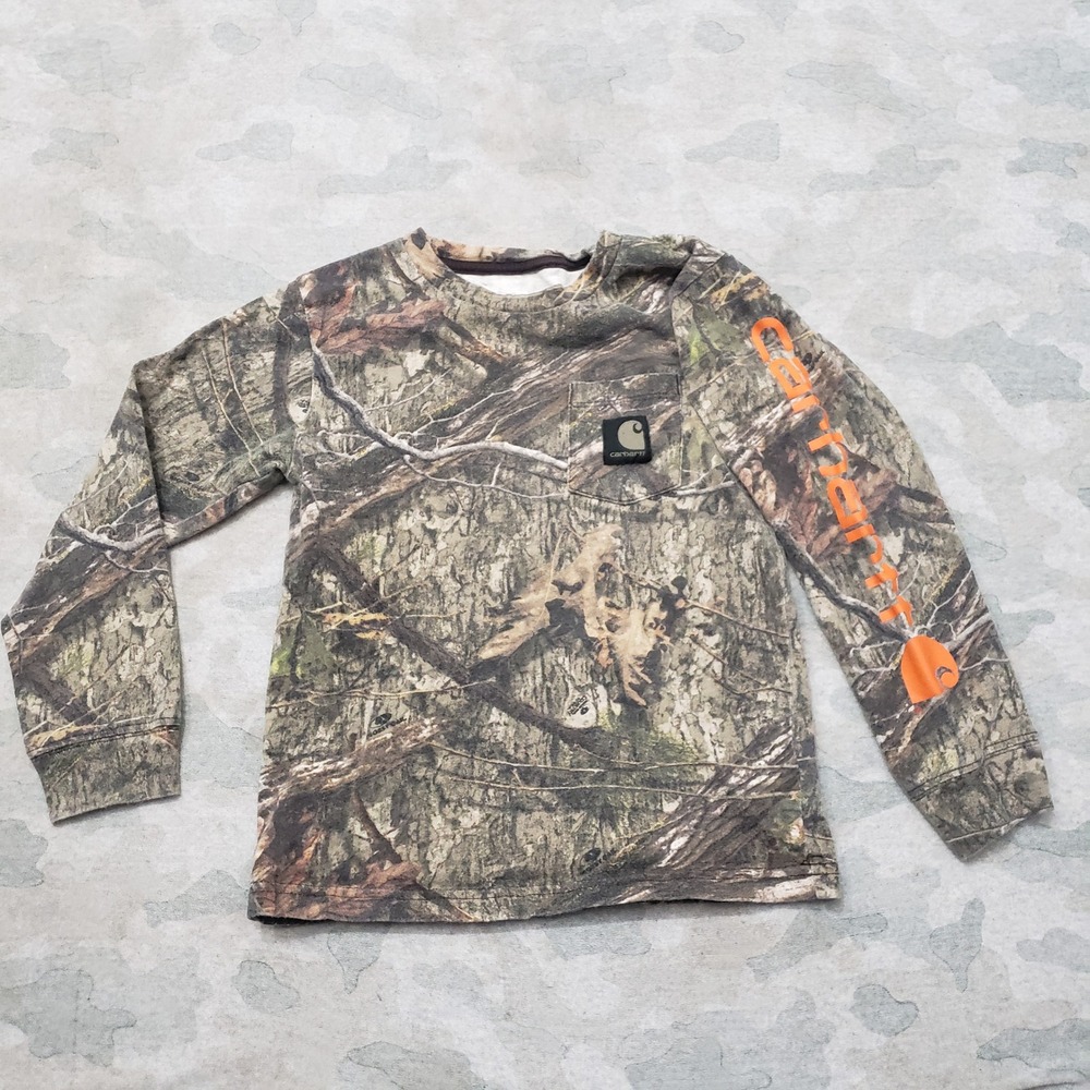 Carhartt Shirt Youth 5 Green Camo RealTree Long Sleeve Hunting Outdoors Workwear
